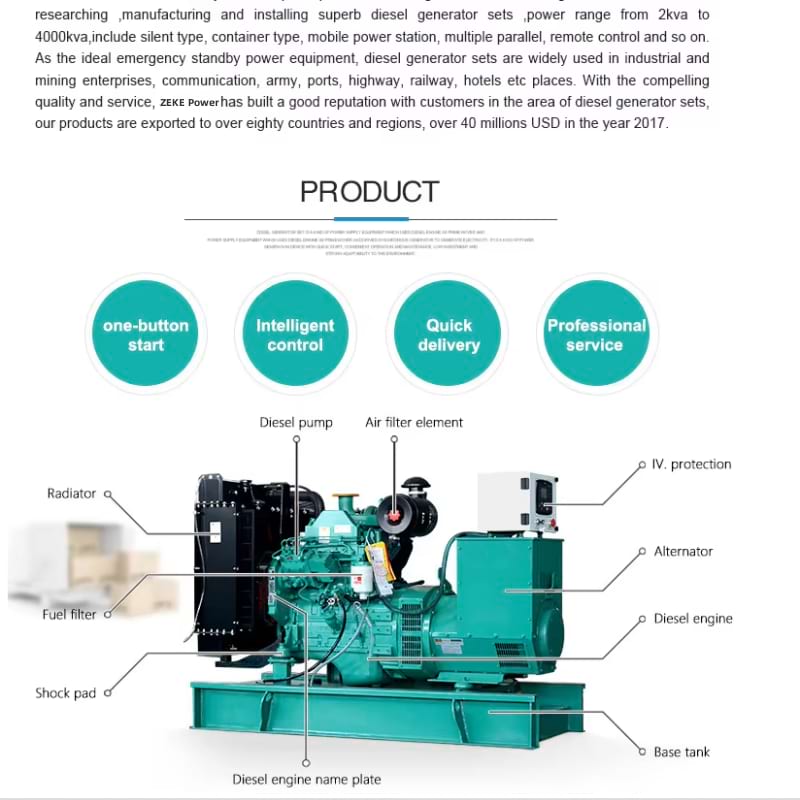 10-80KW Diesel Generator Set With Yuchai Engine